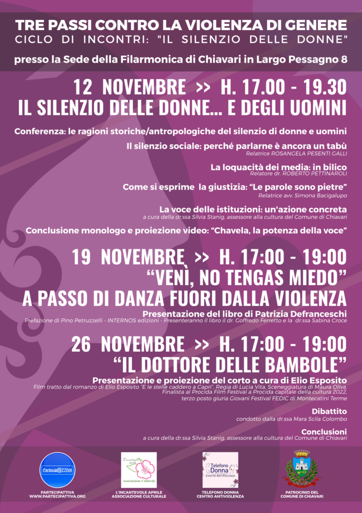 Ciclo di incontri "il silenzio delle donne" - tre passi contro la violenza di genere